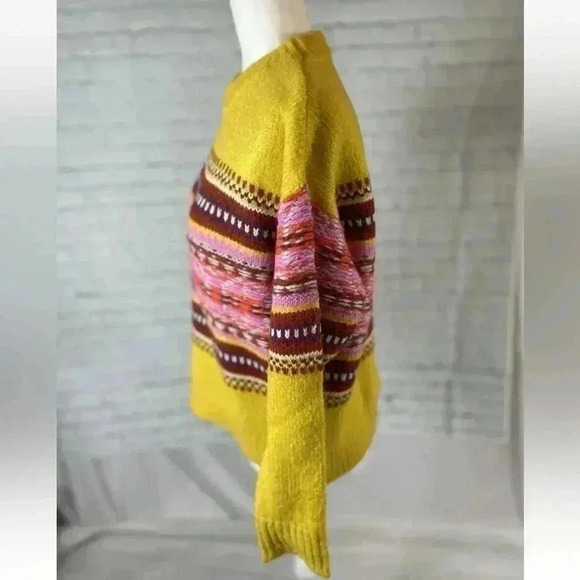 Forever 21 Bright Yellow Fair Isle Pullover Knit Sweater Woman’s Size S relaxed - Picture 3 of 15